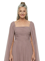 ChicSew Square Cape Sleeve Floor Length Chiffon Modern Mom Of The Groom Dresses