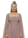 ChicSew Square Cape Sleeve Floor Length Chiffon Modern Mom Of The Groom Dresses