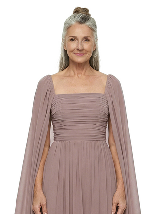 ChicSew Square Cape Sleeve Floor Length Chiffon Modern Mom Of The Groom Dresses