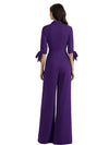Elegant Chiffon V-neck Half Sleeves Long Mother of The Bride Pantsuits