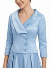 ChicSew V-Neck 3/4 Sleeve Satin A-Line Floor-Length Elegant Mother of the Bride Dresses