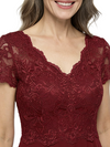 ChicSew Classy Lace Bodice Chiffon Mother Of The Groom Dresses V-Neck Short Sleeves Midi Party Wear