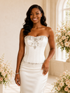 ChicSew Elegant Sweetheart Mermaid Ruched Satin Floor-Length Wedding Dress With Applique