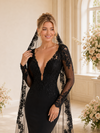 ChicSew Unique Deep V-Neck Mermaid Long Sleeves Lace Tulle Maxi Wedding Dress With Long Train
