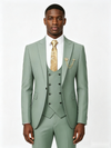 Classic 3 Piece Sage Men's Suit with Regular Fit and Sophisticated Peak Lapel