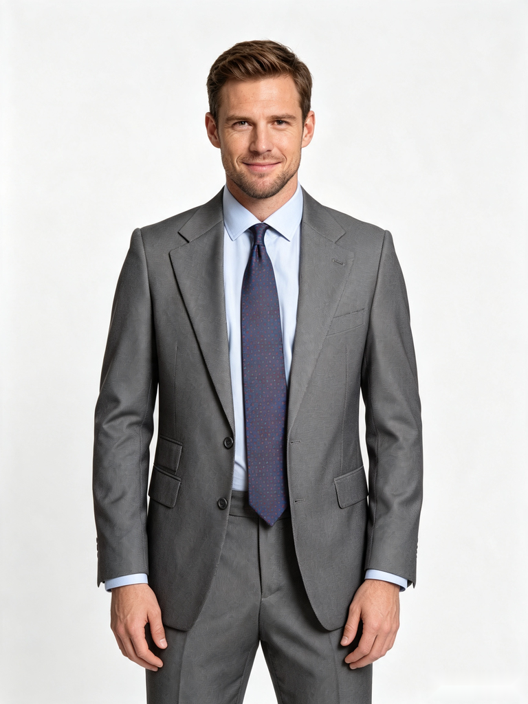 Classic 1 Piece Grey Men's Suit with Regular Fit and Sophisticated Peak Lapel
