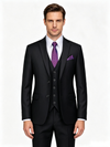 Classic 3 Piece Black Men's Suit with Regular Fit and Sophisticated Peak Lapel