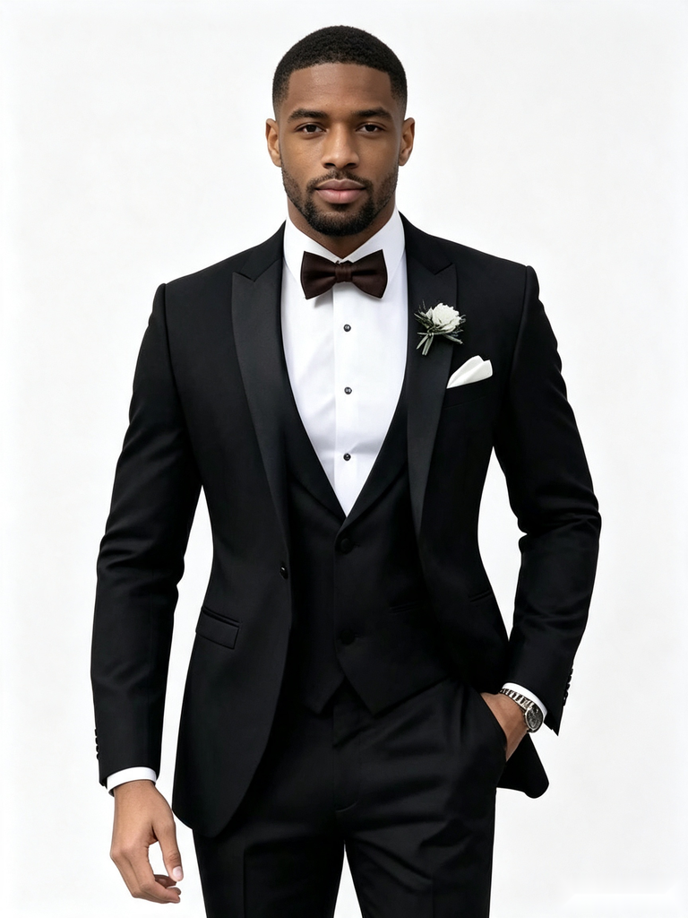 Classic 1 Piece Black Men's Suit with Regular Fit and Sophisticated Peak Lapel