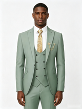 Classic 1 Piece Sage Men's Suit with Regular Fit and Sophisticated Peak Lapel