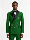 Classic 2 Piece Green Men's Suit with Regular Fit and Sophisticated Peak Lapel