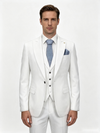 Classic 3 Piece White Men's Suit with Regular Fit and Sophisticated Peak Lapel