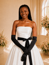 ChicSew Modern Strapless A-Line Ruched Satin Maxi Wedding Dress With Belt