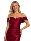 ChicSew Sexy Off The Shoulder Soft Satin Bridesmaid Dress With Sweetheart Side Slit Mermaid Gown