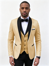 Classic 1 Piece Gold Men's Suit with Regular Fit and Sophisticated Peak Lapel