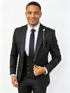 Classic 1 Piece Black Men's Suit with Regular Fit and Sophisticated Peak Lapel