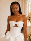 ChicSew Modern Strapless Sleeveless Satin Ruffled Mini-Length Sheath Short Wedding Dress