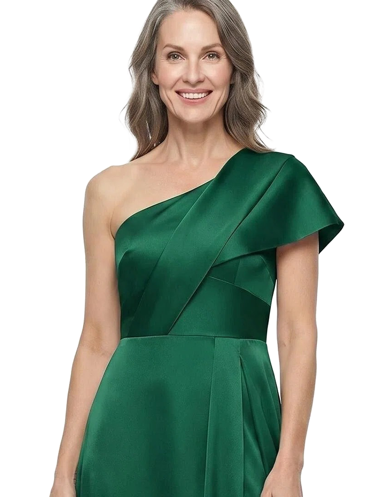ChicSew One Shoulder Satin Floor Length A-Line Mother of the Bride Dress