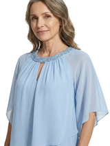 ChicSew Round Neck Chiffon Mother of The Bride Two Piece Jumpsuit with Beaded Neckline