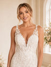 ChicSew Romantic Spaghetti Straps V-Neck Tulle Lace Appliques Maxi Wedding Dress