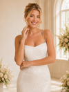 ChicSew Classy Spaghetti Straps Glittler Tulle Mermaid Floor-Length Wedding Dress
