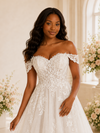 ChicSew Romantic A-Line Off The Shoulder Glitter Tulle Lace Appliques Maxi Wedding Dress