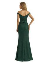 Shiny Off Shoulder Mermaid Glitter Jersey Long Formal Dresses For Women
