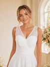 ChicSew Elegant V-Neck Sleeveless A-Line Chiffon Knee-Length Wedding Dress