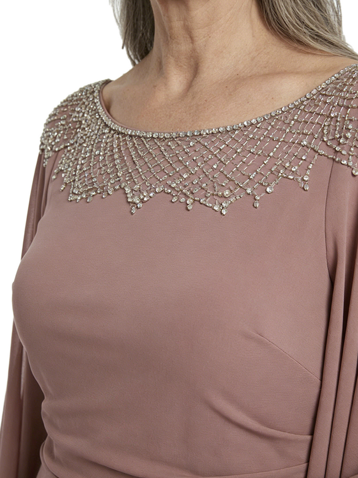 ChicSew Rhinestone Sheath Mother Of The Groom Dresses With Chiffon Cape Gowns