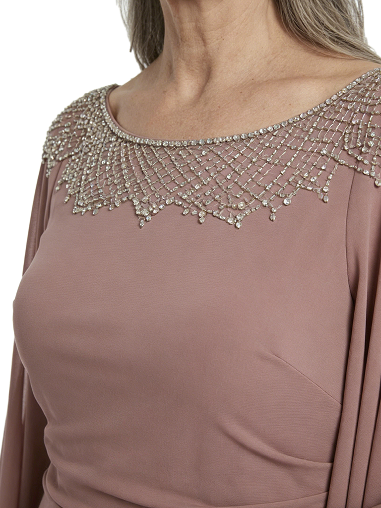 ChicSew Rhinestone Sheath Mother Of The Groom Dresses With Chiffon Cape Gowns