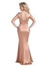 Elegant Satin Asymmetric Half Sleeves Side Slit Mermaid Long Mother Of The Bride Dresses