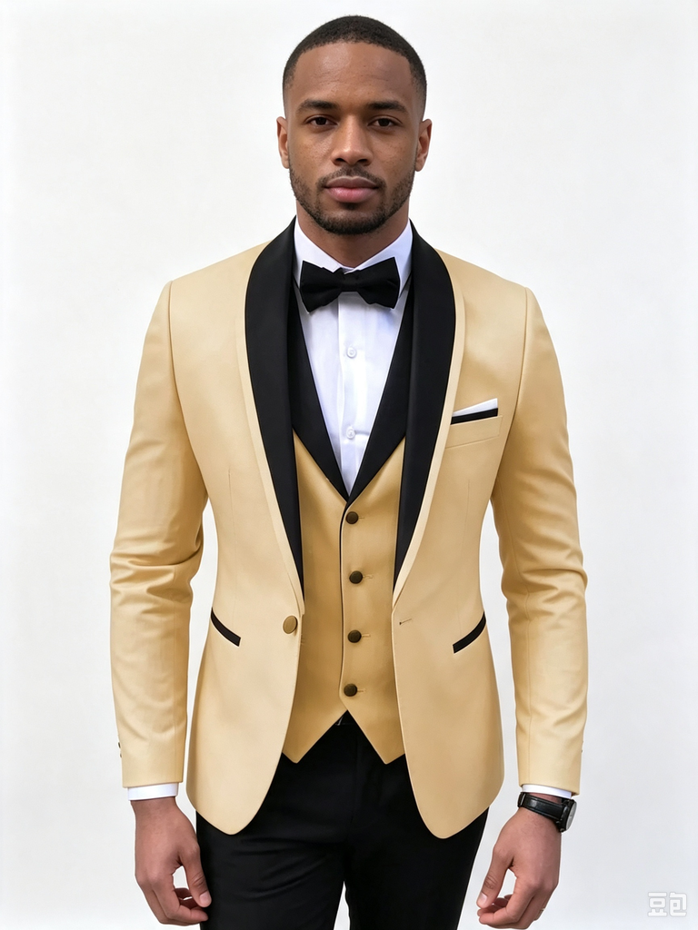 Classic 2 Piece Gold Men's Suit with Regular Fit and Sophisticated Peak Lapel