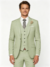 Classic 3 Piece Sage Men's Suit with Regular Fit and Sophisticated Peak Lapel