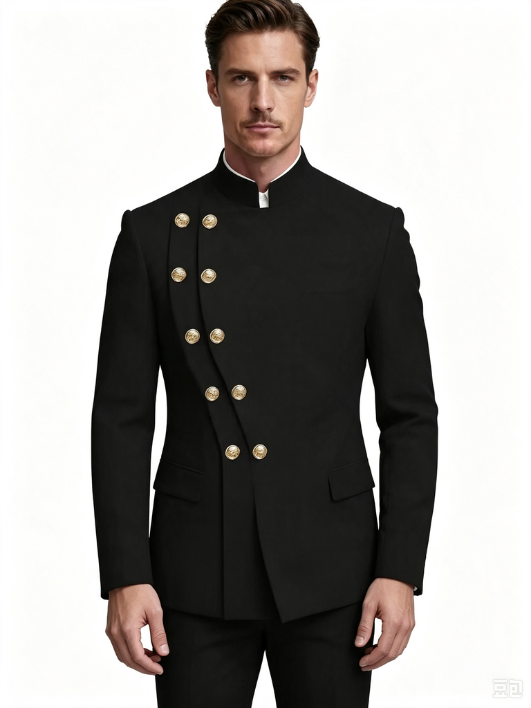 Classic 2 Piece Black Men's Suit with Regular Fit and Sophisticated Peak Lapel