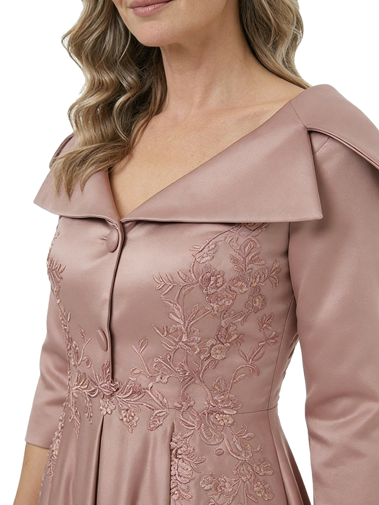 ChicSew Unique Portrait Neckline A-Line Soft Satin Mother Of The Groom Dresses With Applique