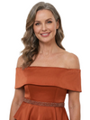 ChicSew Off The Shoulder Beaded Ruffle Satin Ankle Length Mother of the Bride Dress