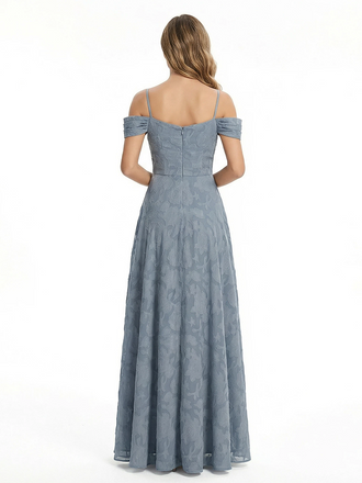 Elegant Cold Shoulder Floral Burnout Chiffon A-Line Formal Evening Dresses