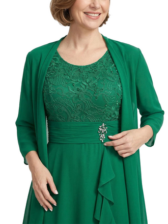 ChicSew Scoop Long Sleeve Chiffon Jacket Lace  A-Line Mother Of The Bride And Groom Dresses