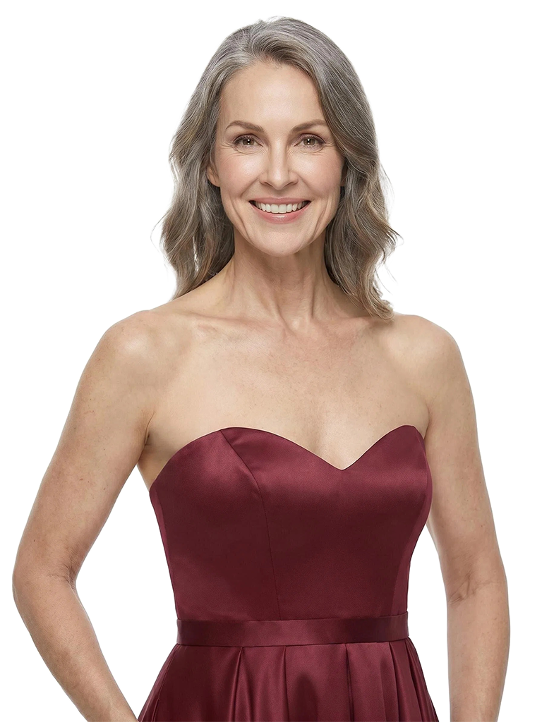 ChicSew Sexy Sweetheart High Low Satin Skirt Mother Of The Groom Party Dress