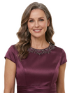 ChicSew Jewel Beaded Short Sleeve A-Line Satin Ankle-Length Mother Of The Groom Dresses