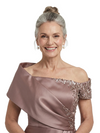 ChicSew Fancy Cape Neckline Beaded Silky Satin Mermaid Mother Of The Groom Evening Gowns