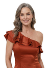 ChicSew One Shoulder Ruffle Satin Ankle Length Mermaid Mother of the Bride Dress