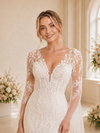 ChicSew Sexy V-Neck Mermaid Lace Applique Tulle Long Sleeves Maxi Wedding Dress