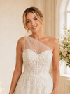 ChicSew Elegant One Shoulder Lace Tulle Side Slit Maxi A-Line Wedding Dress