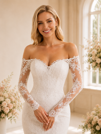 ChicSew Delicate Sweetheart Mermaid Lace Tulle Long Sleeves Maxi Wedding Dresses