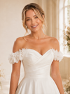 ChicSew Modern Satin Off The Shoulder A-Line Long Wedding Dress With Pleats
