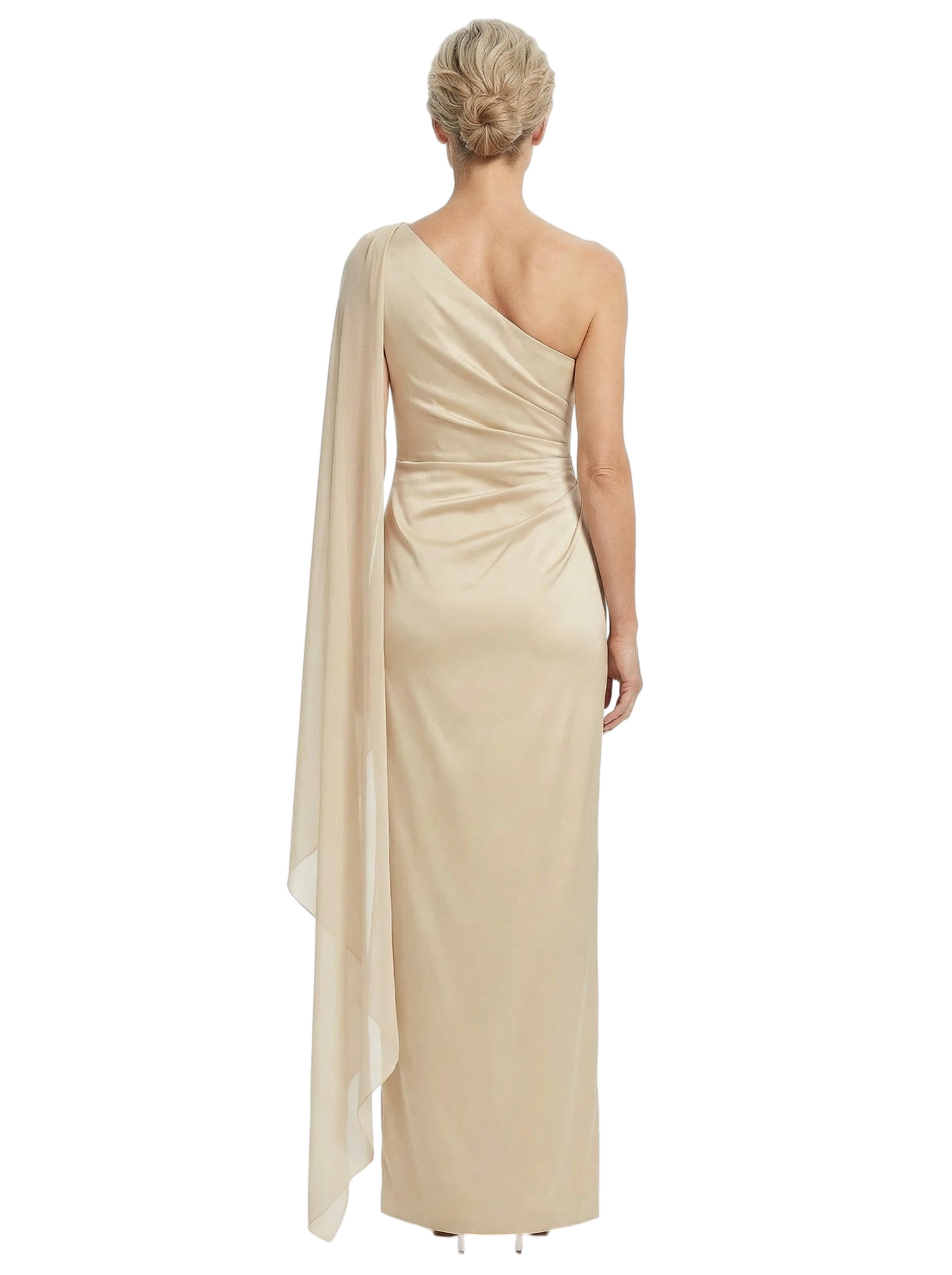 Elegant One Shoulder Ruched Satin Maxi Mother of The Groom Dress