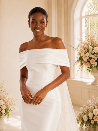 ChicSew Modern Unique Off The Shoulder Satin Mermaid Floor-Length Wedding Dress