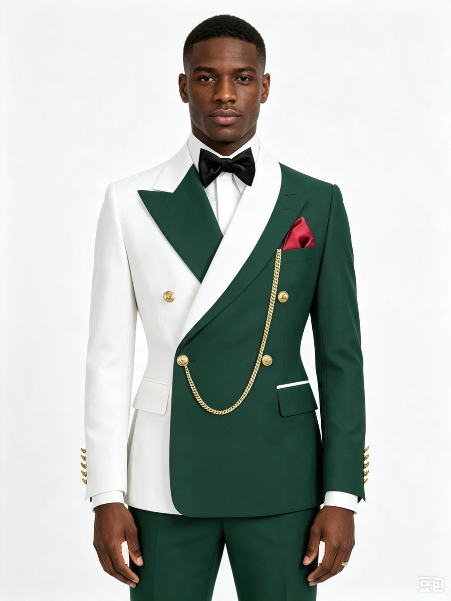 Color Blocking 1 Piece Men's Suit with Regular Fit and Sophisticated Peak Lapel