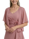 ChicSew Fancy Ruched A-Line V-Neck Mother Of The Bride Tea-Length Dress With Jacket