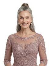 ChicSew Trendy Illusion Lace Bodice Pleated Chiffon Mother Of The Groom Dresses With 3/4 Sleeves